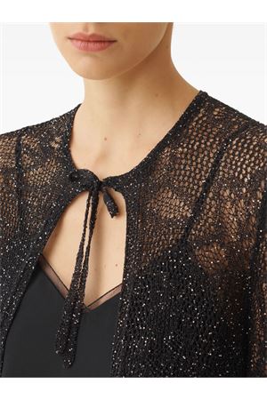 Black tie-neck long-sleeve cardi-coat FABIANA FILIPPI | MAD276F507D8645146